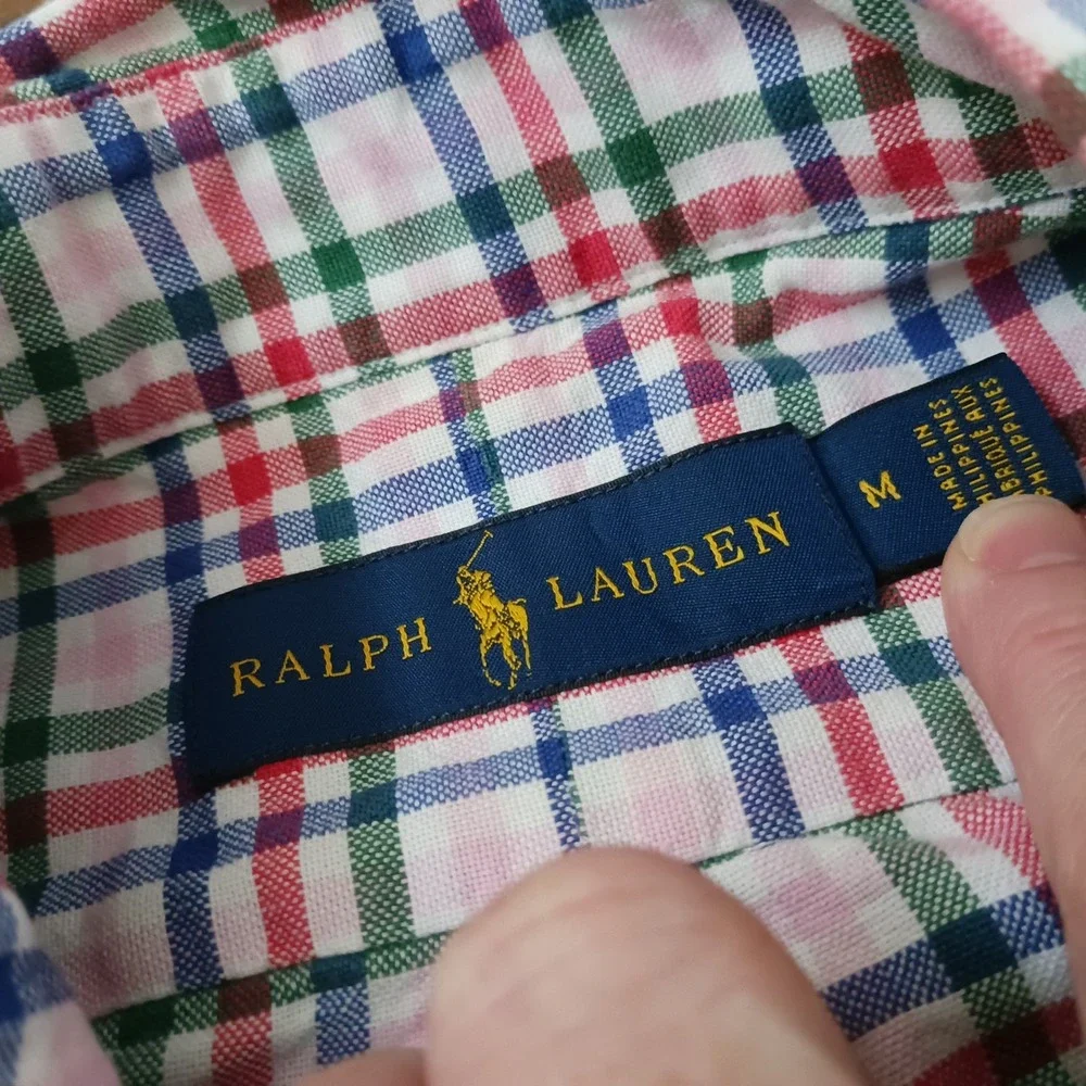 Ralph Lauren Mens Plaid Button Down Shirt Medium Multicolor Cotton Long Sleeve